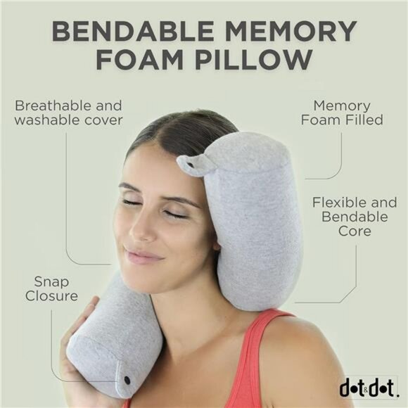 Memory Foam Travel Pillow Neck Support Adjustable Airplane Sleep Cushion - Picture 5 of 7